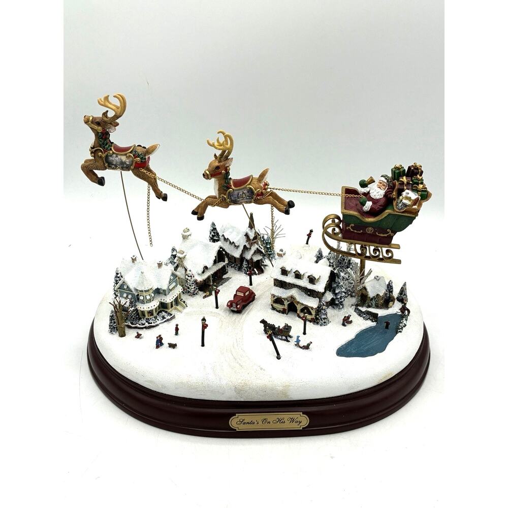 Thomas Kinkade Santa’s On His Way Hawthorne Village Lighted Sculpture Signed